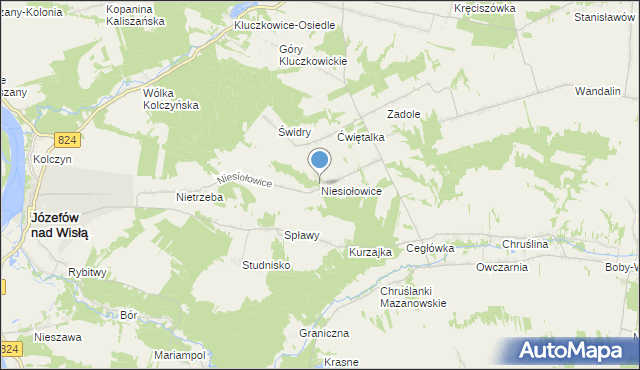 mapa Niesiołowice, Niesiołowice gmina Józefów nad Wisłą na mapie Targeo